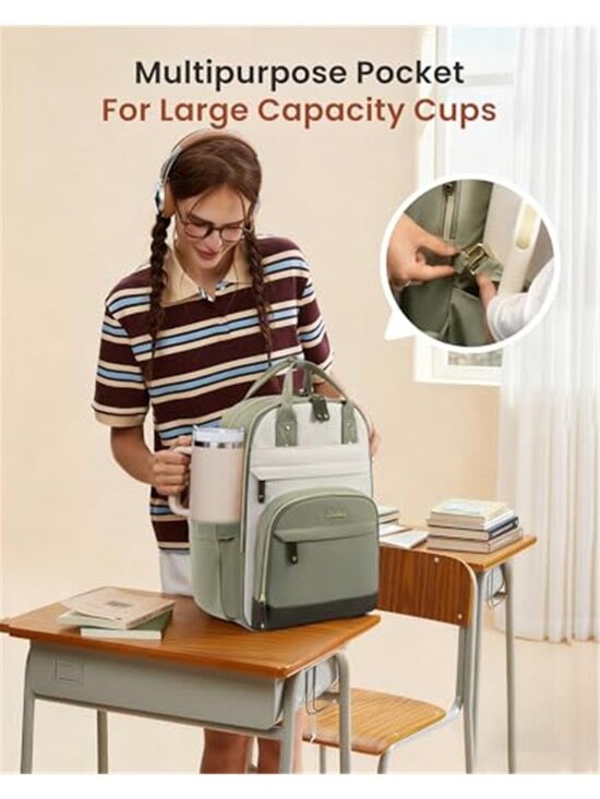 Large Laptop Backpack 15.6 In Travel Teacher Nurse Work Bag Water Bottle Holder main image 5